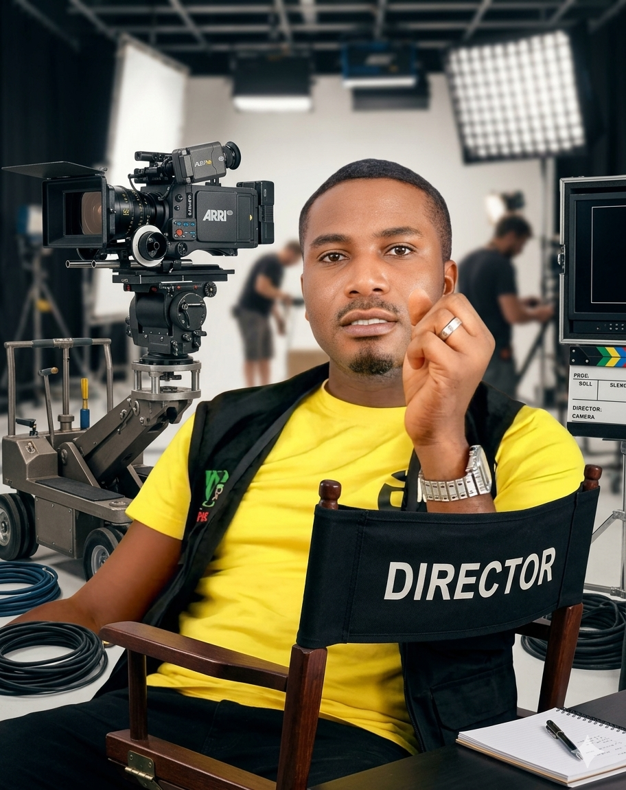 John Henry directing on set